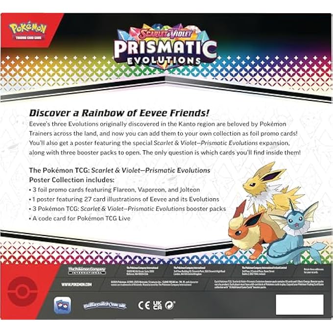 rayihni TCG: مجموعة ملصقات SCARLET & VIOLET PRISMATIC EVOLUTIONS (3 حزم تعزيز و 3 بطاقات ترويجية لامعة) - Image 2